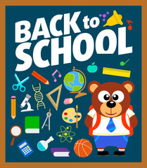 Back to school background with bear vector