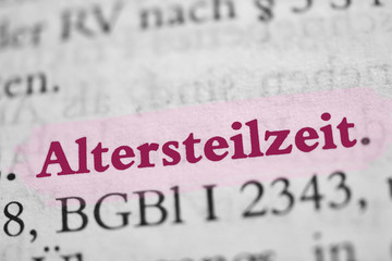 Altersteilzeit - rote Schrift - rose markiert
