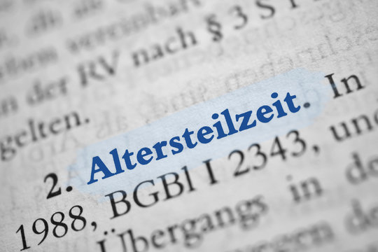 Altersteilzeit - blaue Schrift - hellblau markiert