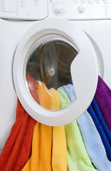 Washing machine and colorful laundry to wash