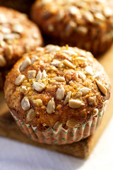 Carrot muffin with sunflower seeds