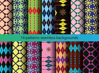 fourteen patterns seamless backgrounds