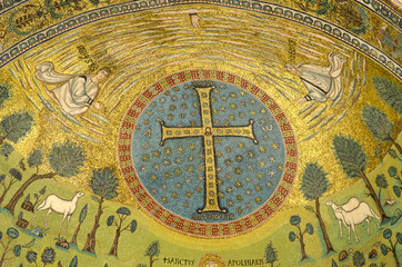 Cross mosaic details, Sant'Apollinare in classe basilica