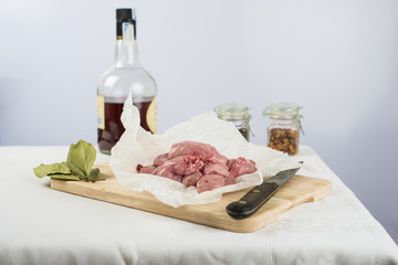 Carne de mollejas de cordero con brandy y especias para cocinar