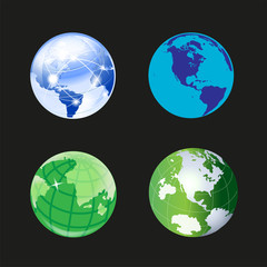 Globe world icon 3d set