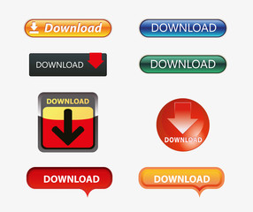 Set of download buttons vector