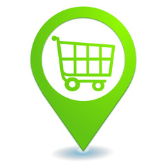 chariot sur symbole localisation vert