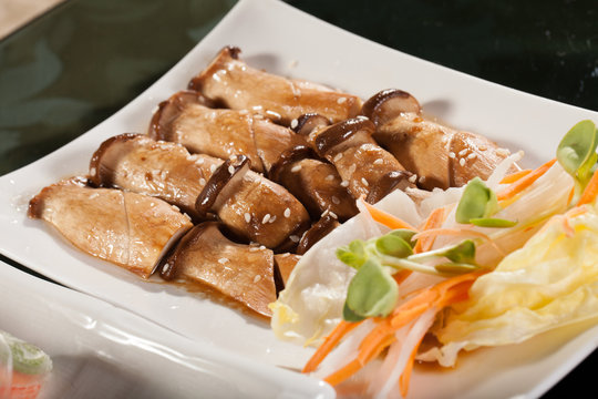diet food, saut eryngii mushroom with sesame seed