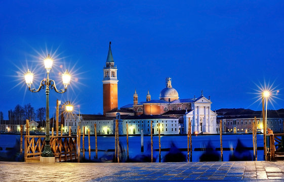 Fototapeta view of Canal Grande from Piazza San Marco by night, Venice