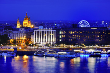 Fototapeta na wymiar Budapest panoramic view at blue hour, Hungary, Europe