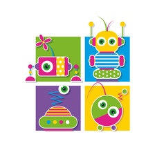 cute robots collection greeting card