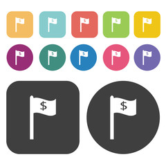 money goal target icon set. Finance and business symbol. Round a