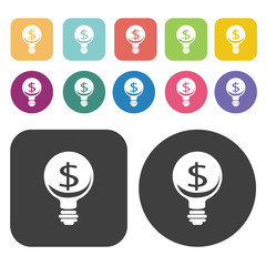 Ideas To Make Money icon set. Finance and business symbol. Round