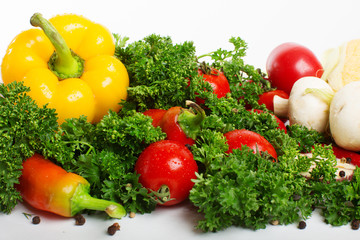 Fresh vegetables on a white background