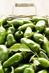 Grüne Jalapenos mit Blüte und Blatt