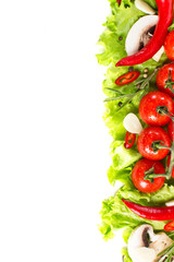 Fresh vegetables on a white background