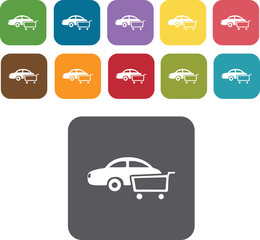 Car wash icons set. Rectangle colourful 12 buttons. Illustration