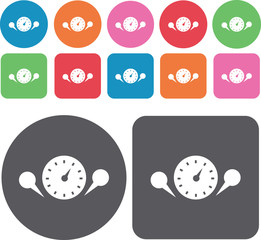 Circular gauges icons set. Round and rectangle colourful 12 butt