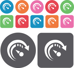 Circular gauges icons set. Round and rectangle colourful 12 butt