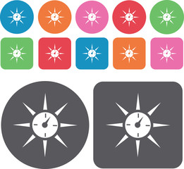 Circular gauges icons set. Round and rectangle colourful 12 butt