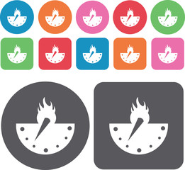 Circular gauges icons set. Round and rectangle colourful 12 butt