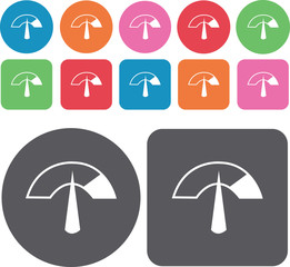 Circular gauges icons set. Round and rectangle colourful 12 butt