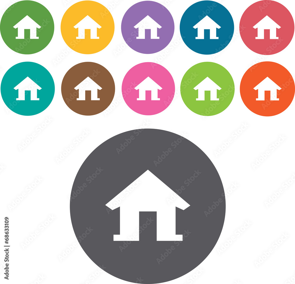 Wall mural Home icon set. Round colourful 12 buttons. Illustration eps10