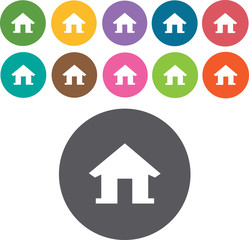 Home icon set. Round colourful 12 buttons. Illustration eps10