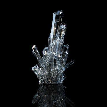 3d Illustration Of Grown Transparent Shining Crystals