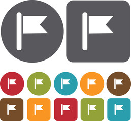 Map Location Icons set. Round and rectangle colourful 12 buttons