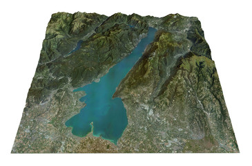 Lago di Garda, vista aerea, mappa, Lombardia Veneto Italia