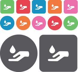Water Drop. Spa icons set. Round and rectangle colourful 12 butt