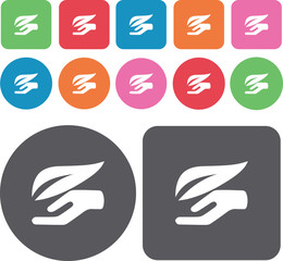 Hand Spa icons set. Round and rectangle colourful 12 buttons. Il