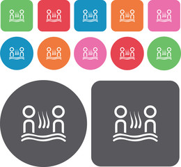 Onsen Spa icons set. Round and rectangle colourful 12 buttons. I