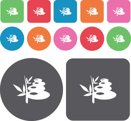 Spa icons set. Round and rectangle colourful 12 buttons. Illustr