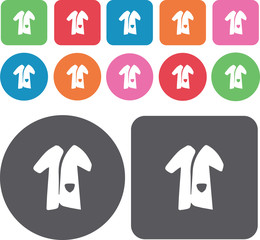 Dress. Spa icons set. Round and rectangle colourful 12 buttons.