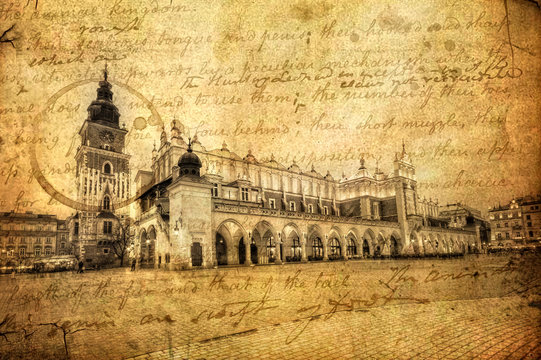 Fototapeta Rynek główny w Krakowie w stylu retro
