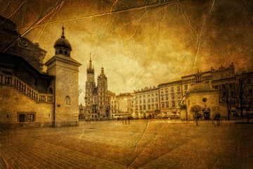 Rynek główny w Krakowie w stylu retro © Patryk Michalski