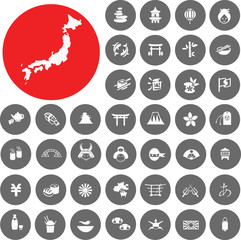 Japan icons set. Illustration eps10