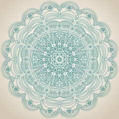 Ornamental round lace pattern. Circle curl background.
