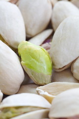 Close - up group of healthy toasted pistachios