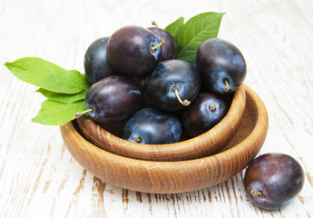 Fresh purple plums