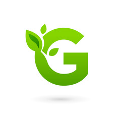 Letter G eco leaves logo icon design template elements.