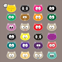 vector cartoon cute cats set