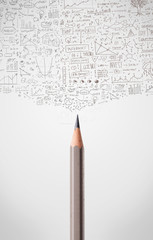 Pencil close-up with diagrams