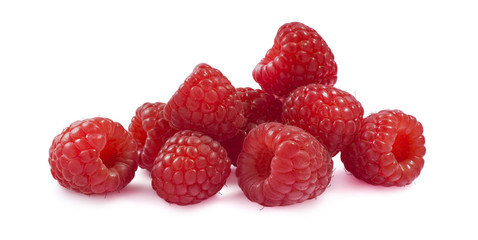 Raspberry horizontal group isolated on white