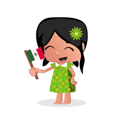 Cute little girl waving a Flag