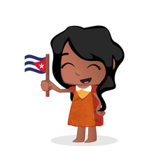 Cute little girl waving a Flag