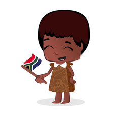 Cute little girl waving a Flag