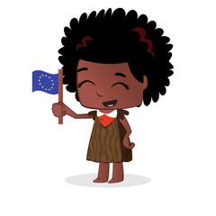 Cute little girl waving a Flag